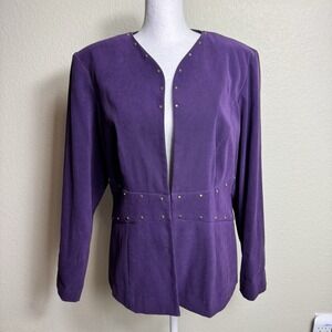 Positive‎ Attitude Women's Blazer Purple Size 12 Embellished Front Hook Closure